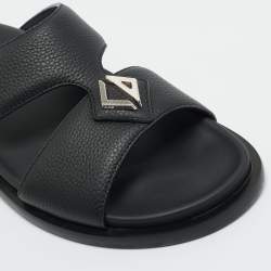 مملوكة مسبقًا Dior Black Leather Alias Flat Slides Size 40