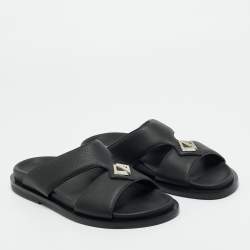 مملوكة مسبقًا Dior Black Leather Alias Flat Slides Size 40