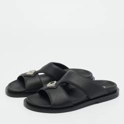 مملوكة مسبقًا Dior Black Leather Alias Flat Slides Size 40