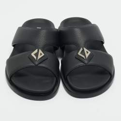 مملوكة مسبقًا Dior Black Leather Alias Flat Slides Size 40