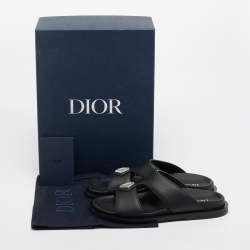 مملوكة مسبقًا Dior Black Leather Alias Flat Slides Size 40