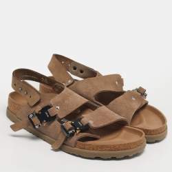 Pre Owned Dior Brown Suede Birkenstock Slingback Sandals Size 42