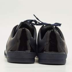 Pre Owned Dior Size 45 Navy Blue Leather and Patent Low Top Sneakers