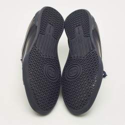 Pre Owned Dior Size 45 Navy Blue Leather and Patent Low Top Sneakers