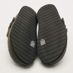 Pre Owned Dior Aqua Size 41 Dark Green Oblique Embossed Leather Mules