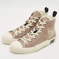 Pre Owned Dior AsteroDior B23 Size 45 Beige Canvas High Top Sneakers