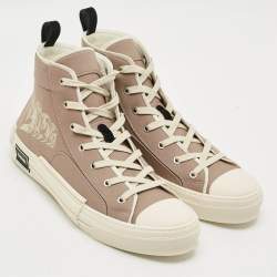 Pre Owned Dior AsteroDior B23 Size 45 Beige Canvas High Top Sneakers