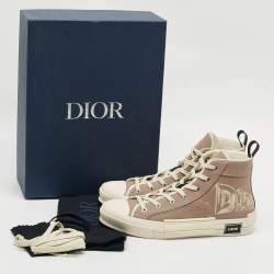 Pre Owned Dior AsteroDior B23 Size 45 Beige Canvas High Top Sneakers
