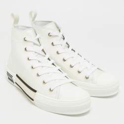 Pre Owned حذاء رياضي ديور ب23 قماش أبيض وبولي فينيل كلوريد عنق مرتفع مقاس 42