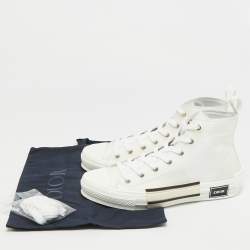 Pre Owned حذاء رياضي ديور ب23 قماش أبيض وبولي فينيل كلوريد عنق مرتفع مقاس 42