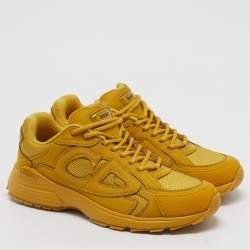 Pre Owned Dior B30 Size 41 Yellow Mesh and Rubber Lace Up Sneakers