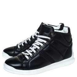 Pre Owned Dior Black Leather High-Top Sneakers Size 43.5 