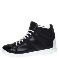 Pre Owned Dior Black Leather High-Top Sneakers Size 43.5 