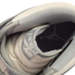 Pre Owned Dior x Jordan Grey/White Leather Air Jordan 1 High Top Sneakers Size 42.5