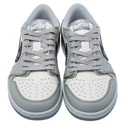 Dior x Jordan Grey/White Leather Air Jordan 1 Low Top Sneakers Size 41