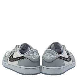 Dior x Jordan Grey/White Leather Air Jordan 1 Low Top Sneakers Size 41