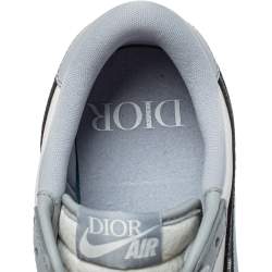 Dior x Jordan Grey/White Leather Air Jordan 1 Low Top Sneakers Size 41