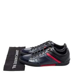 Pre Owned Dior Homme Navy Blue Leather and Suede Lace Low Top Sneakers Size 43