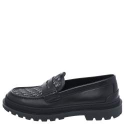 Dior Black Canvas And Leather Explorer Loafers Size 42
