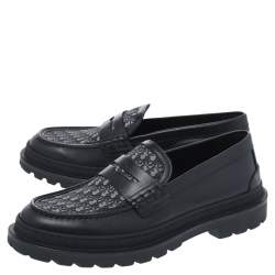 Dior Black Canvas And Leather Explorer Loafers Size 42