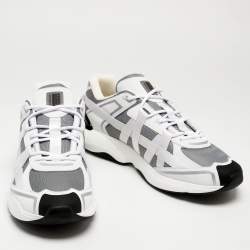 Dior White/Grey Leather And Mesh B24 Runtek Up Sneakers Size 45