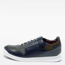 Dior Homme Multicolor Leather and Fabric Zip Low Top Sneakers Size 43.5