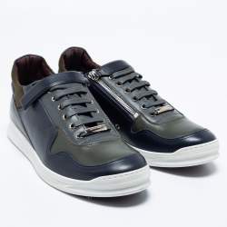 Dior Homme Multicolor Leather and Fabric Zip Low Top Sneakers Size 43.5