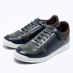 Dior Homme Multicolor Leather and Fabric Zip Low Top Sneakers Size 43.5