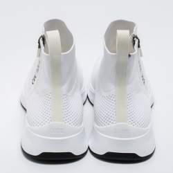 Pre Owned Dior White Knit Fabric B25 High Top Sneakers Size 42