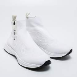Pre Owned Dior White Knit Fabric B25 High Top Sneakers Size 42
