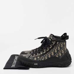 Dior Black/Grey Rubber and Oblique Canvas Diorizon Ankle Boots Size 43