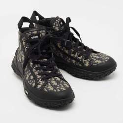 Dior Black/Grey Rubber and Oblique Canvas Diorizon Ankle Boots Size 43