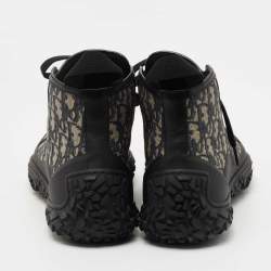 Dior Black/Grey Rubber and Oblique Canvas Diorizon Ankle Boots Size 43
