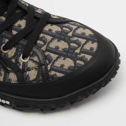 Dior Black/Grey Rubber and Oblique Canvas Diorizon Ankle Boots Size 43