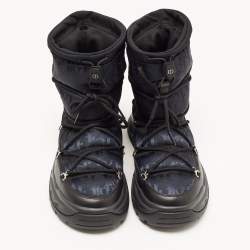 Dior Black Nylon and Leather Snow Boots Size 42