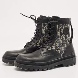 Pre Owned Dior Black Leather and Canvas Explorer Ankle Boots Size 42