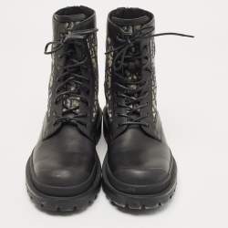 Pre Owned Dior Black Leather and Canvas Explorer Ankle Boots Size 42