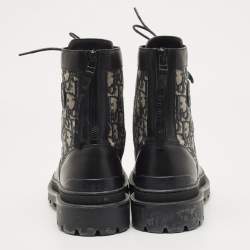 Pre Owned Dior Black Leather and Canvas Explorer Ankle Boots Size 42
