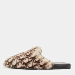 Dior Beige/White Fur Mink Mules Size 42