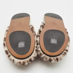 Dior Beige/White Fur Mink Mules Size 42