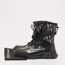 Dior Black Canvas and Leather Explorer Ankle Boots Size 42