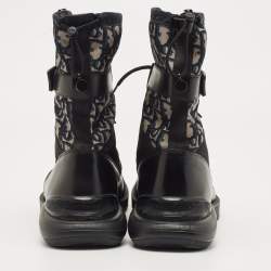 Dior Black Canvas and Leather Explorer Ankle Boots Size 42