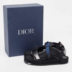  DIOR Black/Blue Jacquard Atlas Sandals Size 41