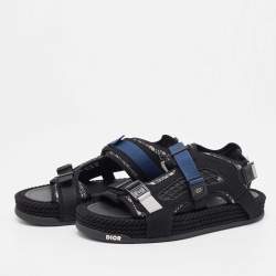  DIOR Black/Blue Jacquard Atlas Sandals Size 41
