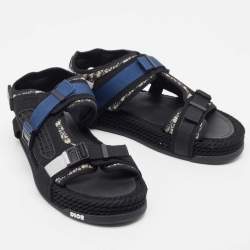  DIOR Black/Blue Jacquard Atlas Sandals Size 41