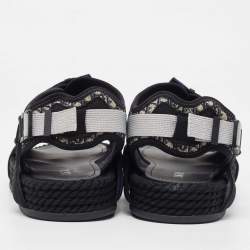  DIOR Black/Blue Jacquard Atlas Sandals Size 41