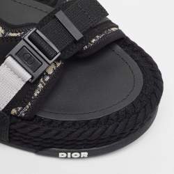  DIOR Black/Blue Jacquard Atlas Sandals Size 41