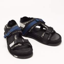 Pre Owned DIOR Black/Grey Jacquard Atlas Sandals Size 43