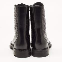 Dior Black Oblique Embossed Leather Explorer II Combat Boots Size 42