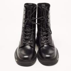 Dior Black Oblique Embossed Leather Explorer II Combat Boots Size 42